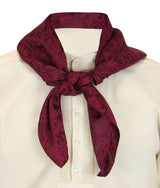 Premium Silk Blend Neckerchief - Burgundy Jacquard