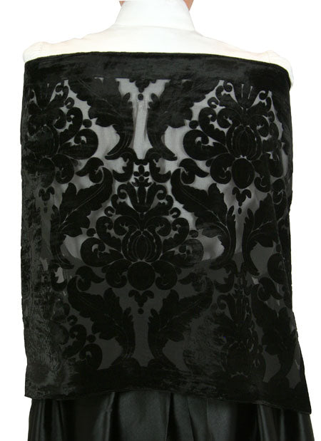 Baroque Rectangle Shawl - Black Velvet