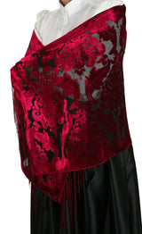 Baroque Rectangle Shawl - Red Velvet