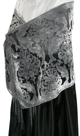 Baroque Rectangle Shawl - Gray Velvet
