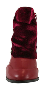 Dierdre Velvet Boot - Burgundy