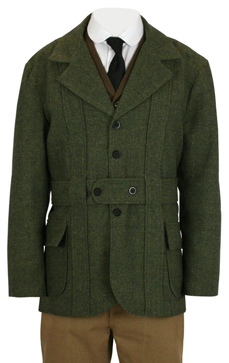 Norfolk Jacket - Olive Herringbone Tweed