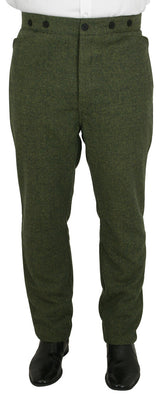 Mens Trousers - Olive Herringbone Tweed