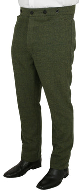 Mens Trousers - Olive Herringbone Tweed