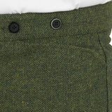 Mens Trousers - Olive Herringbone Tweed