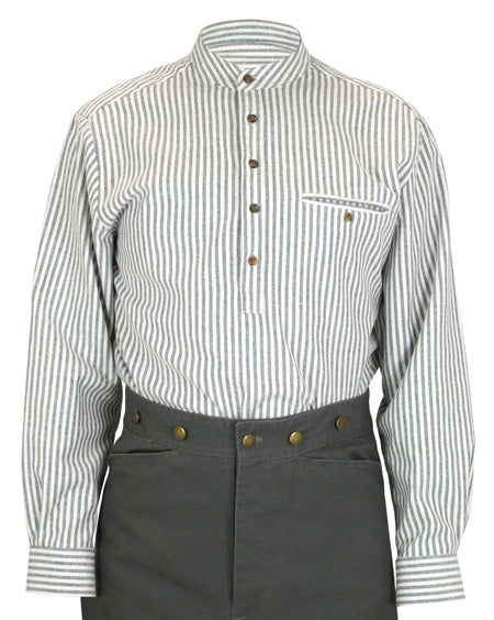 Galway Flannel Work Shirt - Dark Blue Stripe