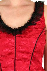 Delilah Saloon Dress, Red Brocade
