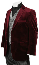 Roderick Smoking Jacket - Wine Velvet