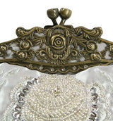 Beaded Rose Design Purse - Silver