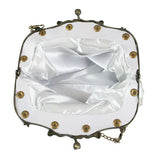 Beaded Rose Design Purse - Silver