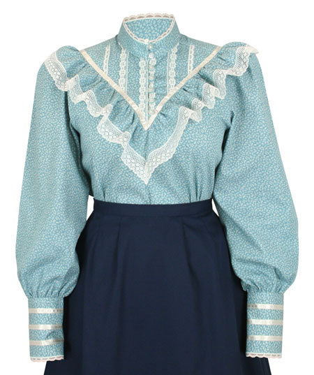 Weddington Blouse - Blue Leaf – Historical Emporium