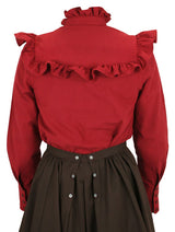 Selma Ruffle Blouse - Burgundy
