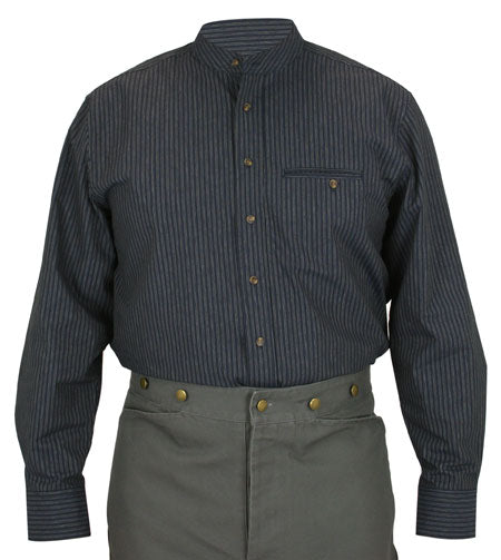 Liam Work Shirt - Navy with White Pinstripe