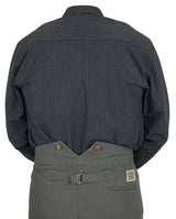 Liam Work Shirt - Navy with White Pinstripe