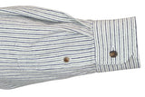 Liam Work Shirt - White with Navy Stripes