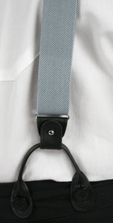 Silver Elastic Convertible Suspenders (Long)