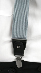 Silver Elastic Convertible Suspenders (Long)