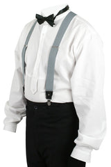 Silver Elastic Convertible Suspenders (Long)