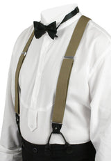 Taupe Elastic Convertible Suspenders (Long)