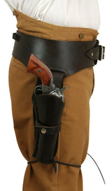 (.38/.357 cal) Western Gun Belt and Holster - Double - Plain Brown Leather