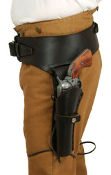 (.38/.357 cal) Western Gun Belt and Holster - Double - Plain Brown Leather