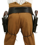 (.38/.357 cal) Western Gun Belt and Holster - Double - Plain Brown Leather