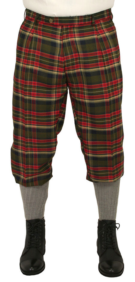 Mens Knickers - Green and Red Plaid