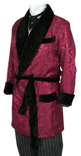 Vintage Smoking Robe - Burgundy Brocade