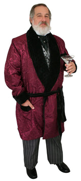 Vintage Smoking Robe - Burgundy Brocade