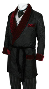 Vintage Smoking Robe - Black Brocade
