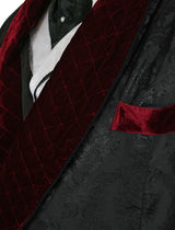Vintage Smoking Robe - Black Brocade