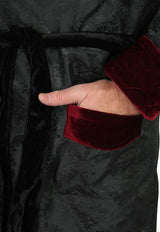 Vintage Smoking Robe - Black Brocade