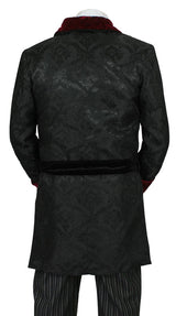 Vintage Smoking Robe - Black Brocade