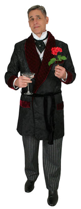 Vintage Smoking Robe - Black Brocade