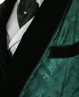 Vintage Smoking Robe - Green Brocade