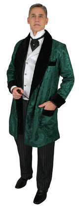 Vintage Smoking Robe - Green Brocade
