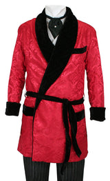 Vintage Smoking Robe - Red Brocade