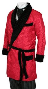 Vintage Smoking Robe - Red Brocade