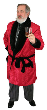 Vintage Smoking Robe - Red Brocade