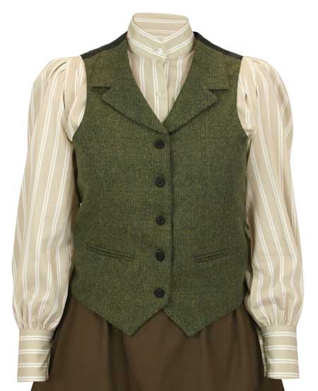 Ladies Tweed Vest - Olive
