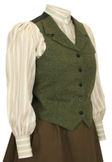 Ladies Tweed Vest - Olive