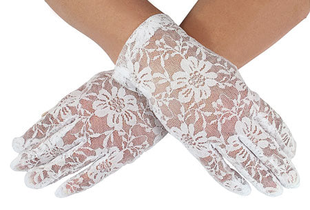 Lace Gloves - White Plain Wrist