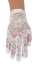 Lace Gloves - White Plain Wrist