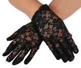 Lace Gloves - Black Plain Wrist