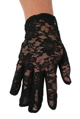Lace Gloves - Black Plain Wrist