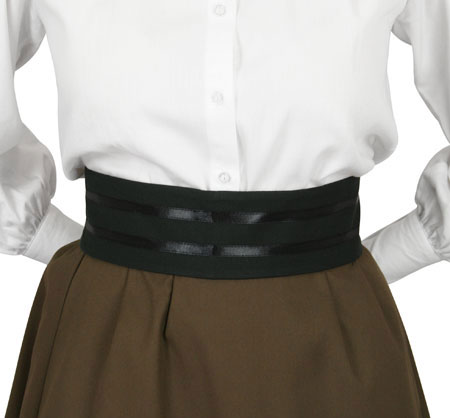 Narrow Cotton Ribbon Belt - Black