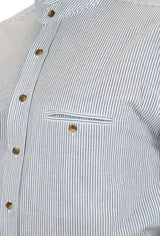Aiden Linen Work Shirt - Navy Stripe