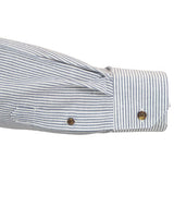 Aiden Linen Work Shirt - Navy Stripe