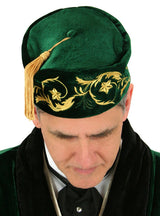 Vintage Velvet Embroidered Smoking Cap - Green/Gold