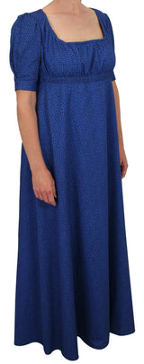 Rebecca Regency Dress - Royal Blue Leaf
